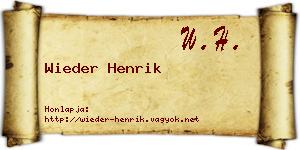Wieder Henrik névjegykártya